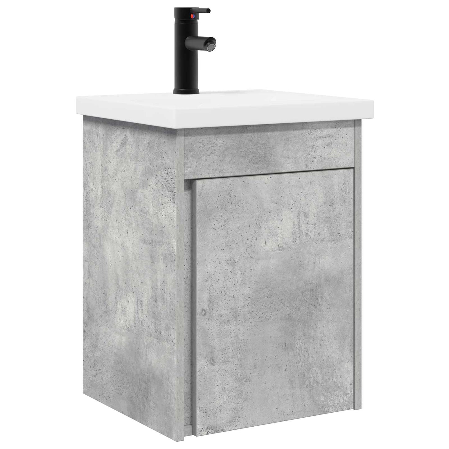 Badezimmer Waschtischunterschrank mit Wasserhahn Betongrau