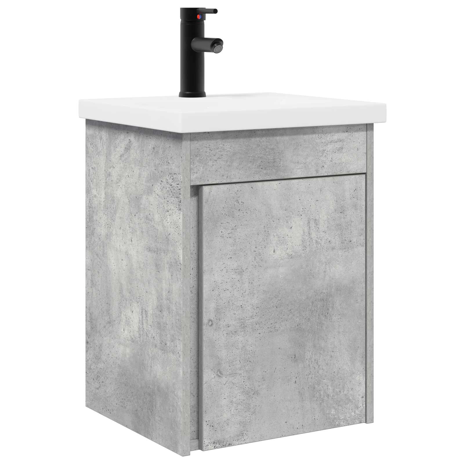 Badezimmer Waschtischunterschrank mit Wasserhahn Betongrau