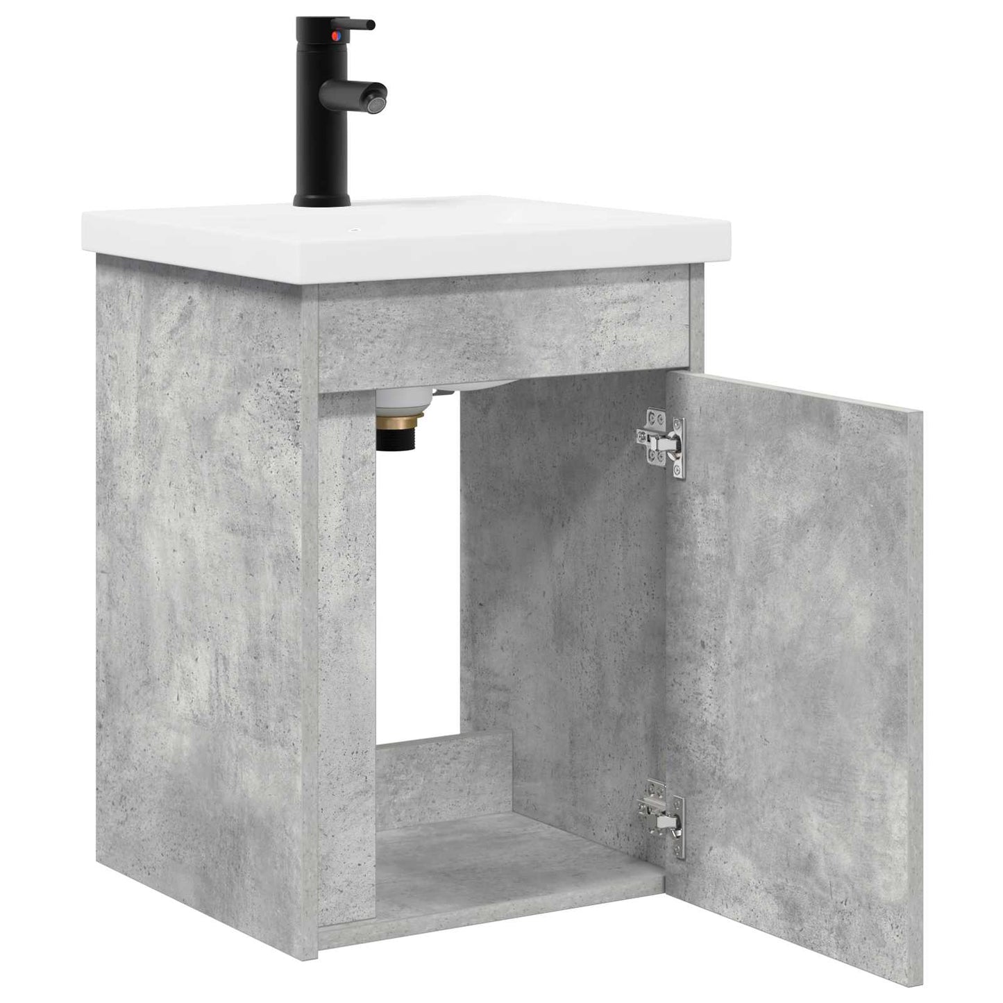 Badezimmer Waschtischunterschrank mit Wasserhahn Betongrau