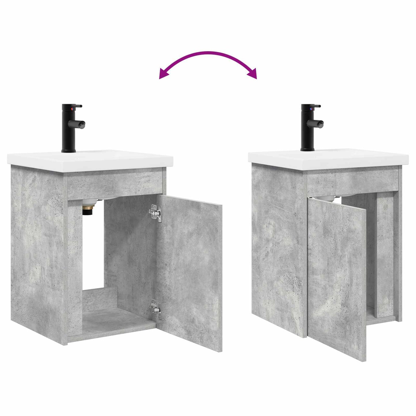Badezimmer Waschtischunterschrank mit Wasserhahn Betongrau