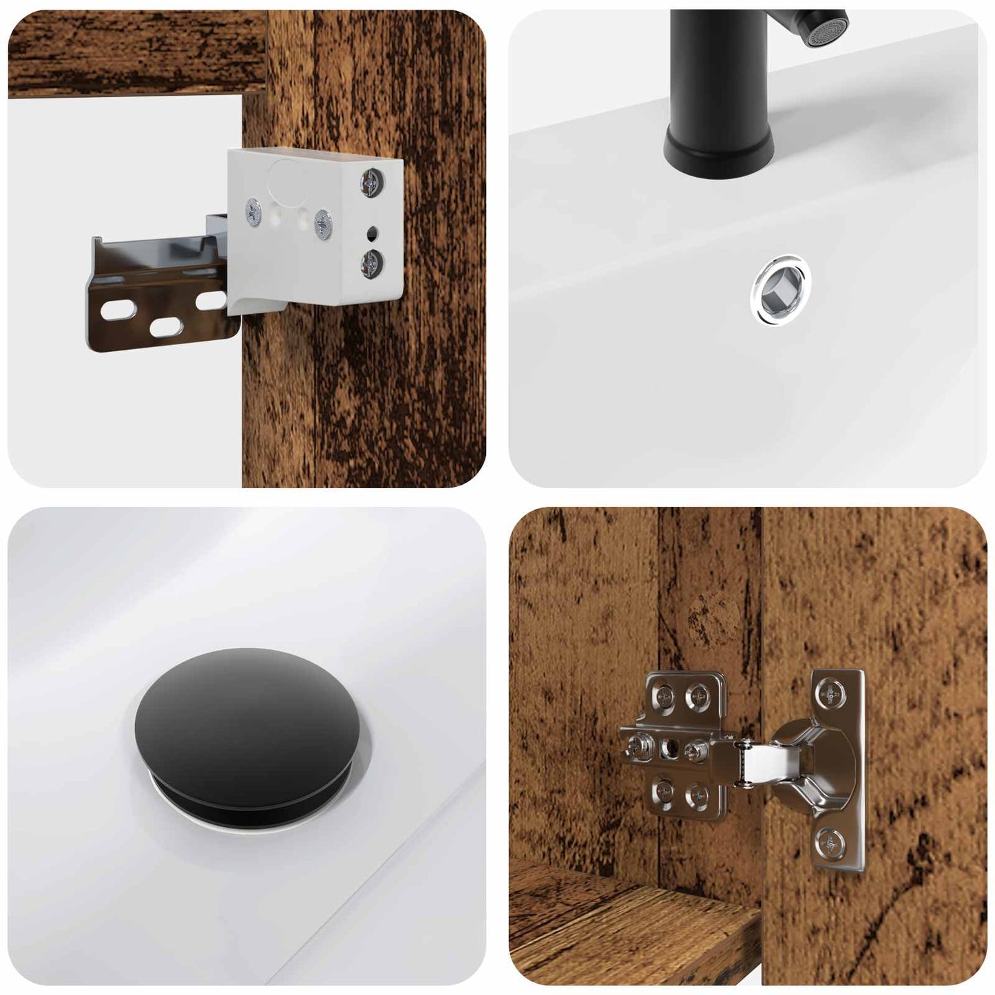 Badezimmer Waschtischunterschrank mit Wasserhahn Altholz