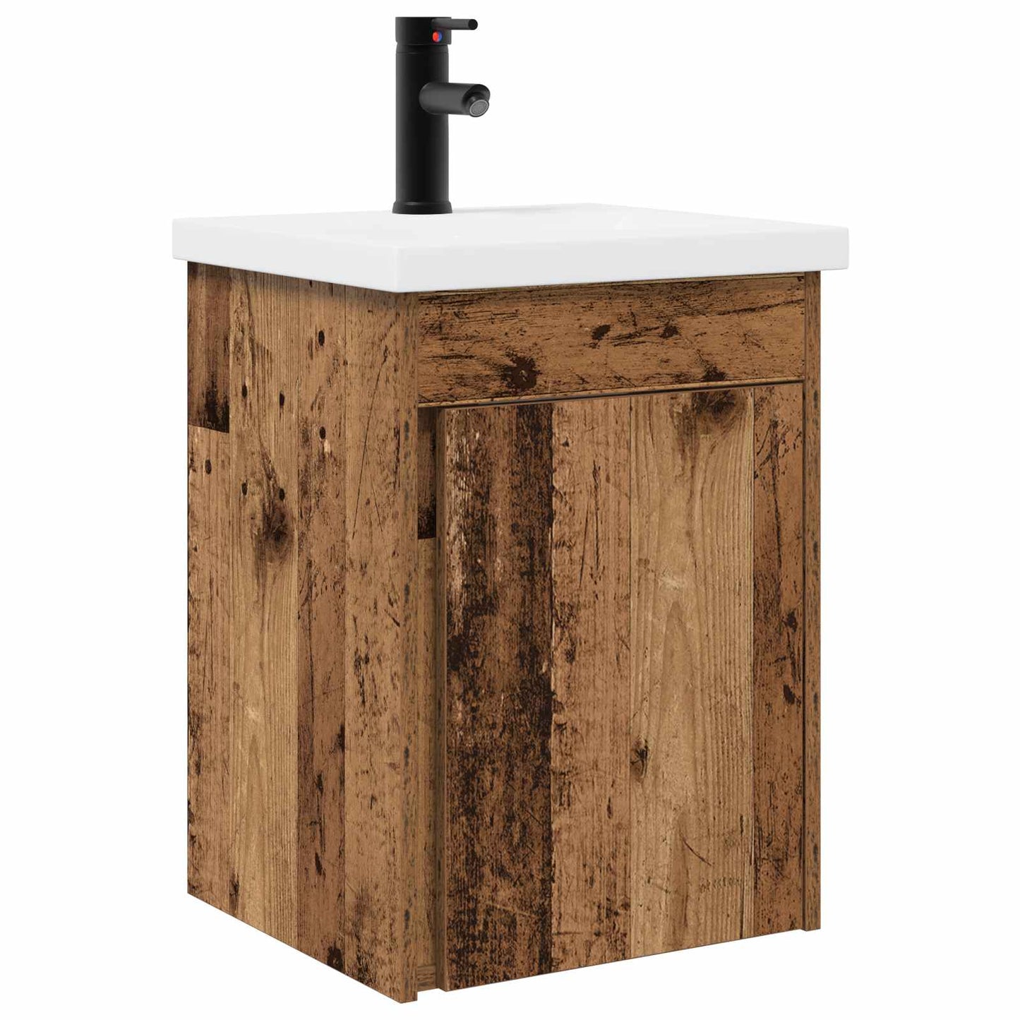 Badezimmer Waschtischunterschrank mit Wasserhahn Altholz