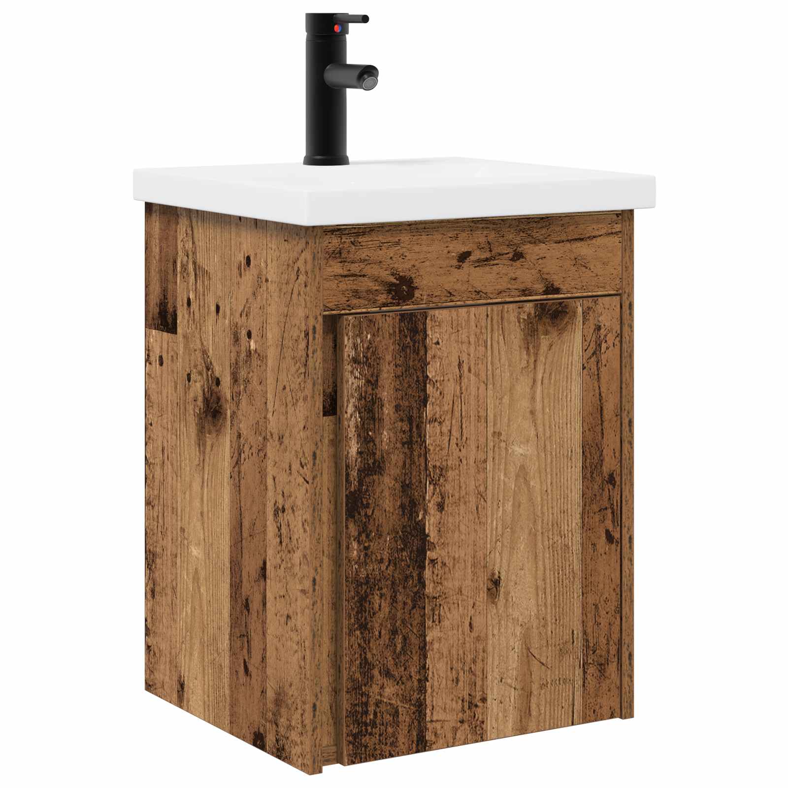 Badezimmer Waschtischunterschrank mit Wasserhahn Altholz