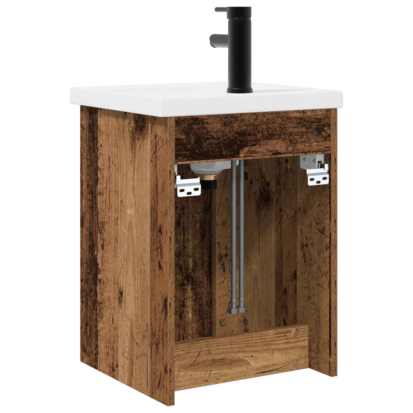 Badezimmer Waschtischunterschrank mit Wasserhahn Altholz