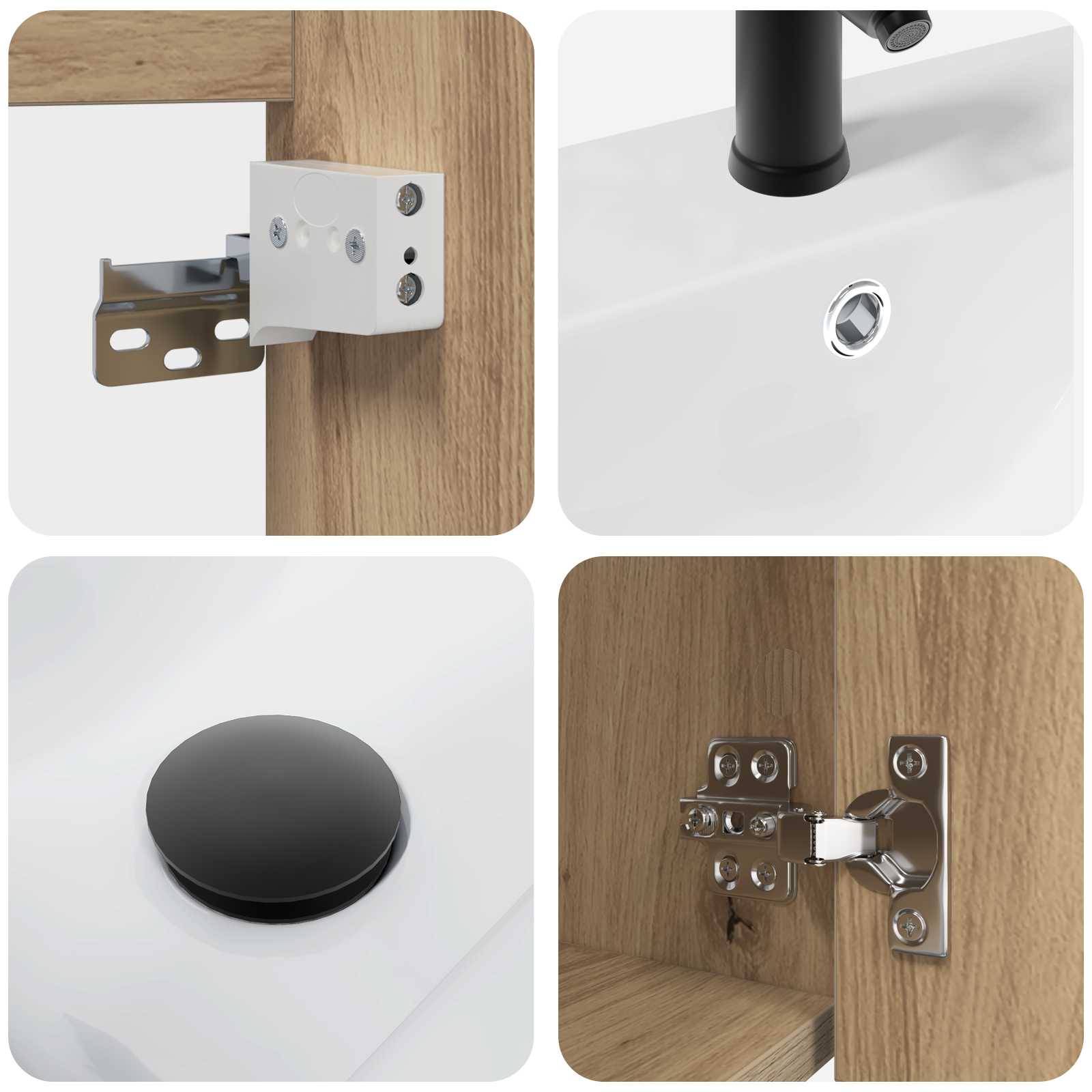 Badezimmer Waschtischunterschrank mit Wasserhahn Artisan-Eiche