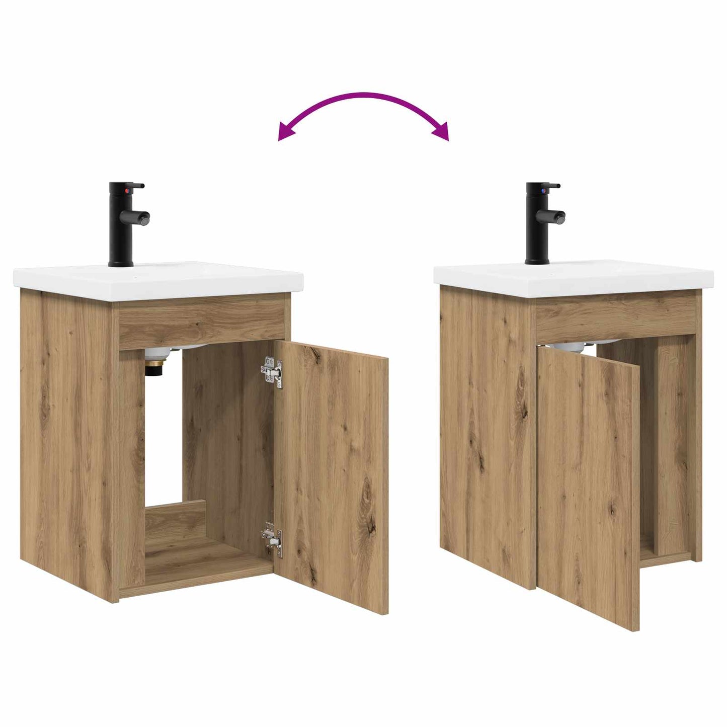 Badezimmer Waschtischunterschrank mit Wasserhahn Artisan-Eiche