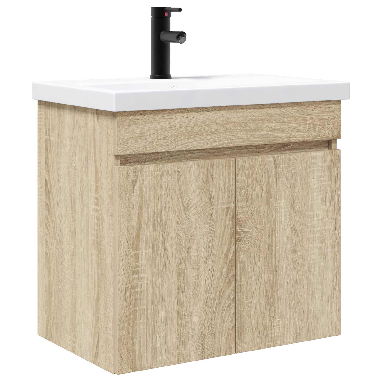 Badezimmer Waschtischunterschrank mit Wasserhahn Sonoma-Eiche