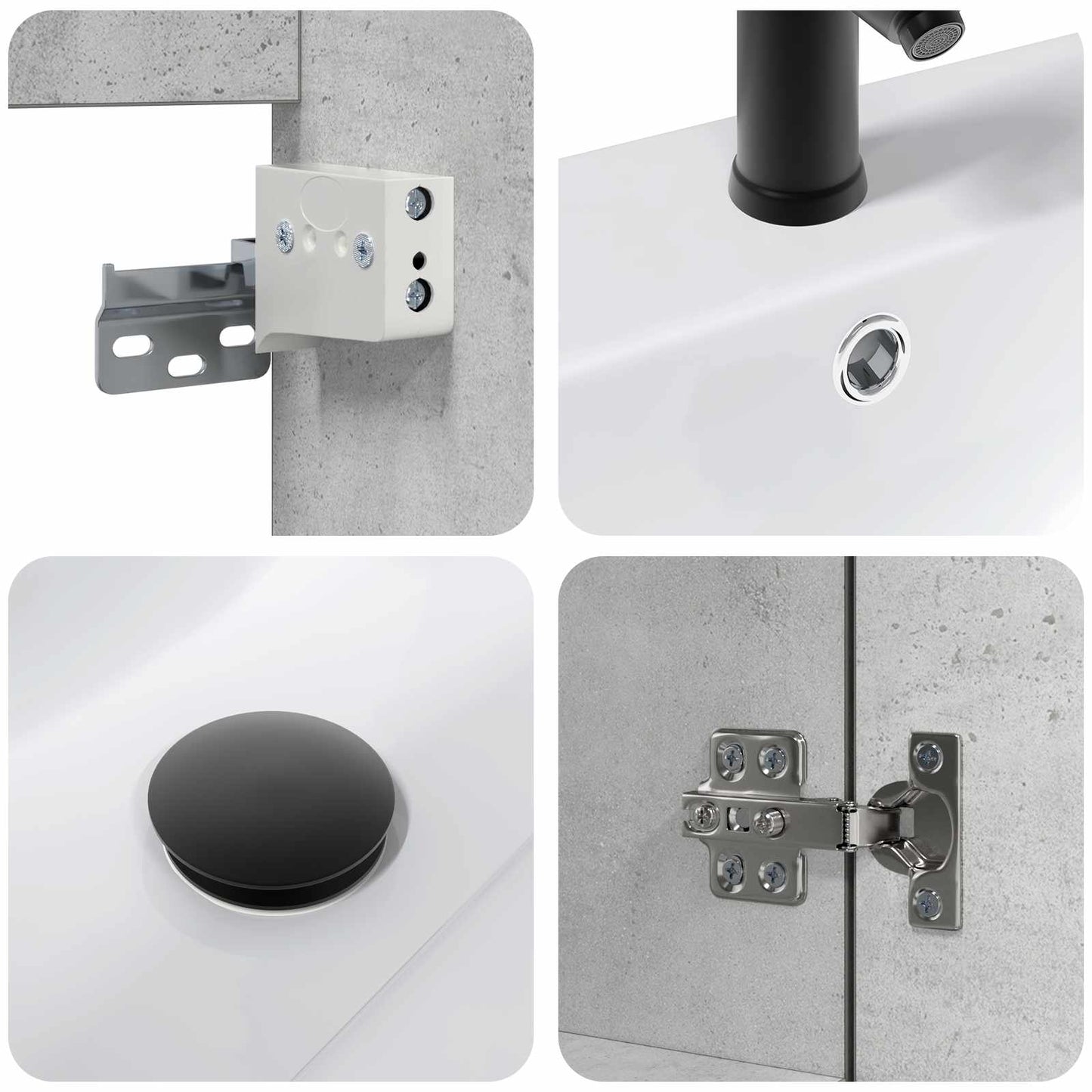 Badezimmer Waschtischunterschrank mit Wasserhahn Betongrau