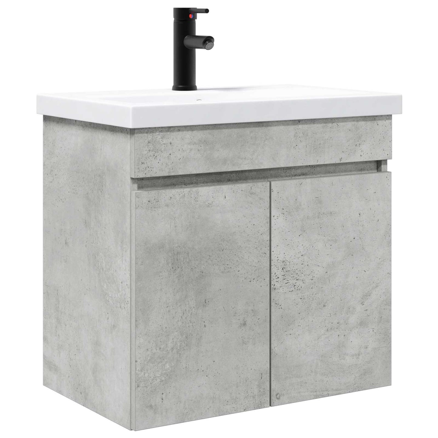 Badezimmer Waschtischunterschrank mit Wasserhahn Betongrau