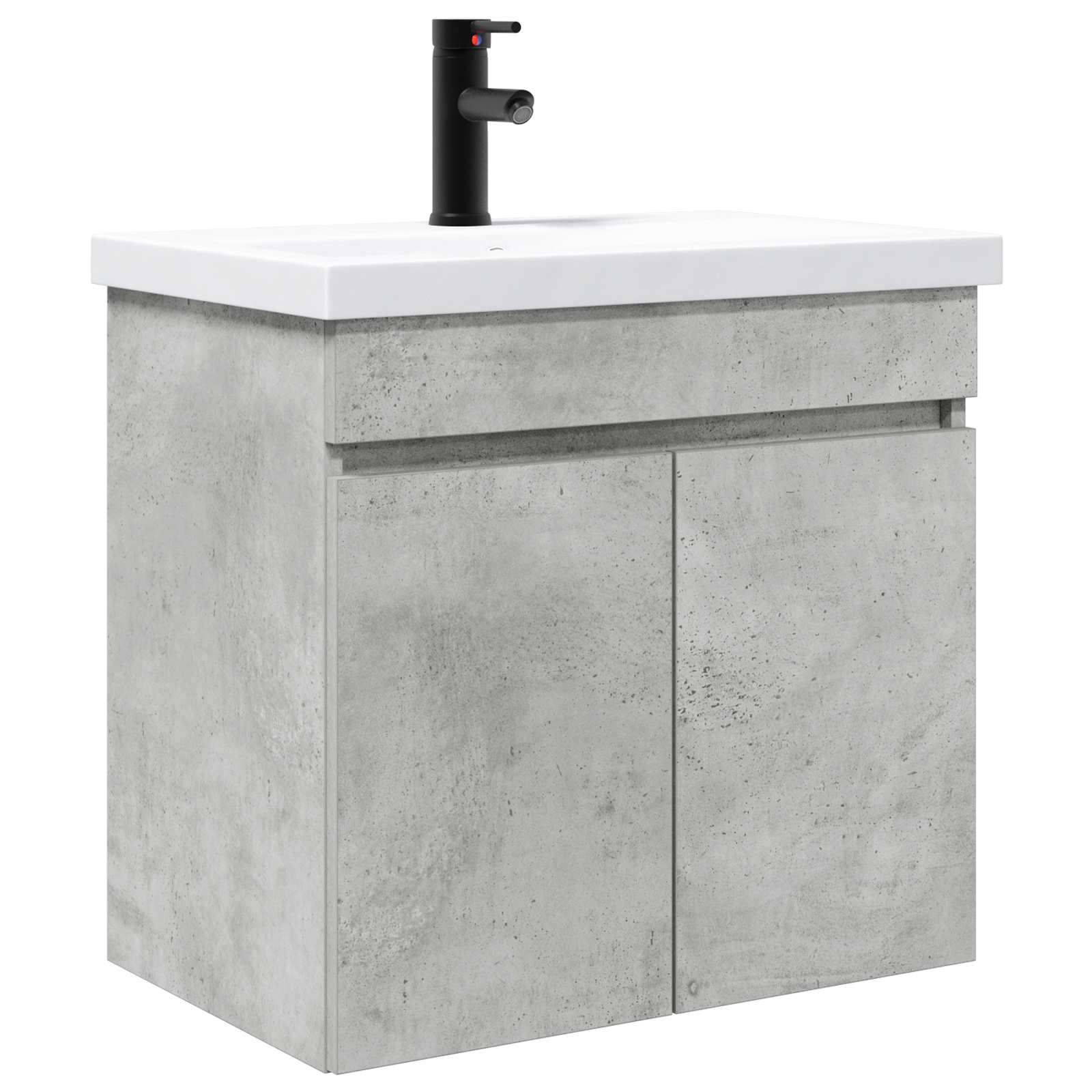 Badezimmer Waschtischunterschrank mit Wasserhahn Betongrau