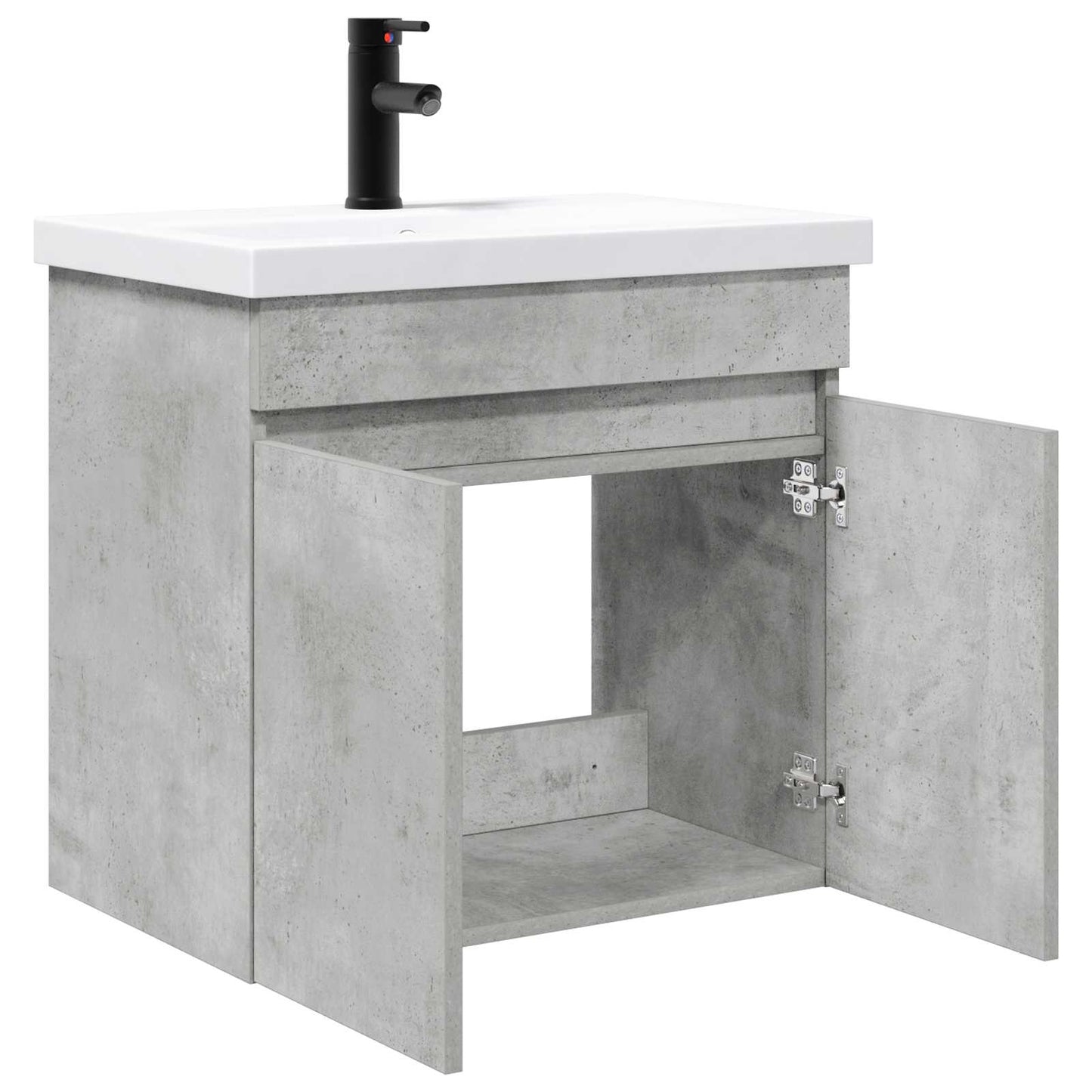 Badezimmer Waschtischunterschrank mit Wasserhahn Betongrau