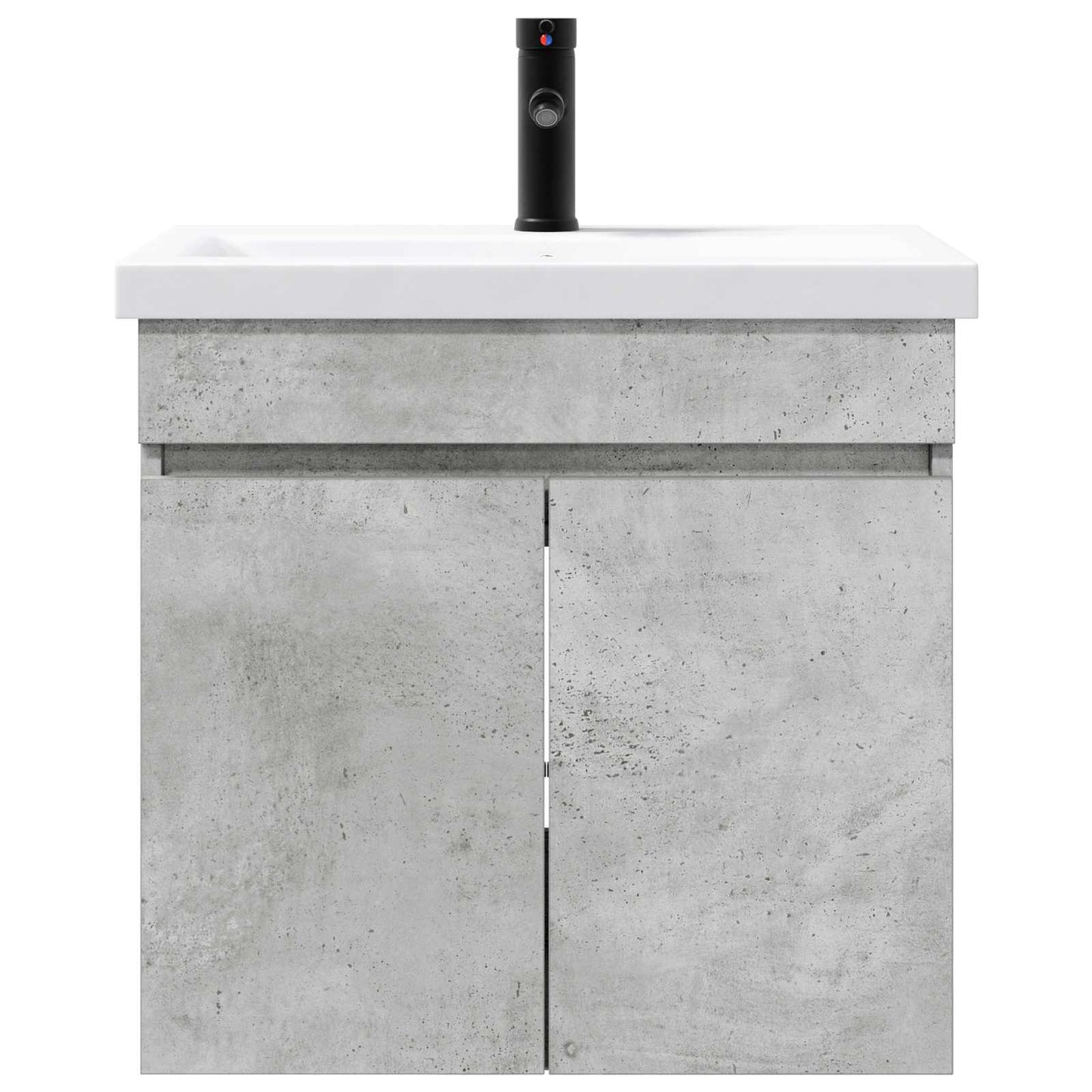 Badezimmer Waschtischunterschrank mit Wasserhahn Betongrau