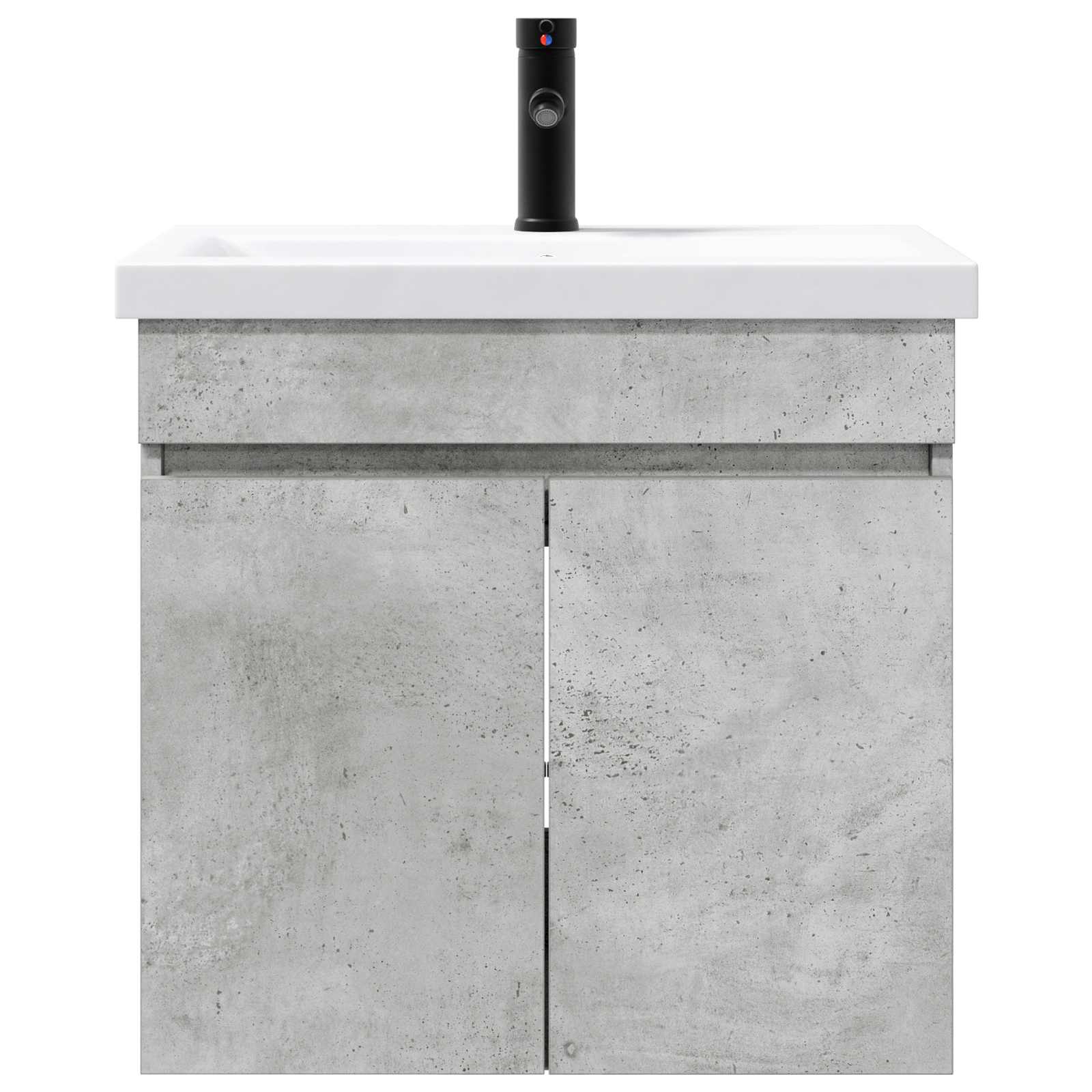 Badezimmer Waschtischunterschrank mit Wasserhahn Betongrau