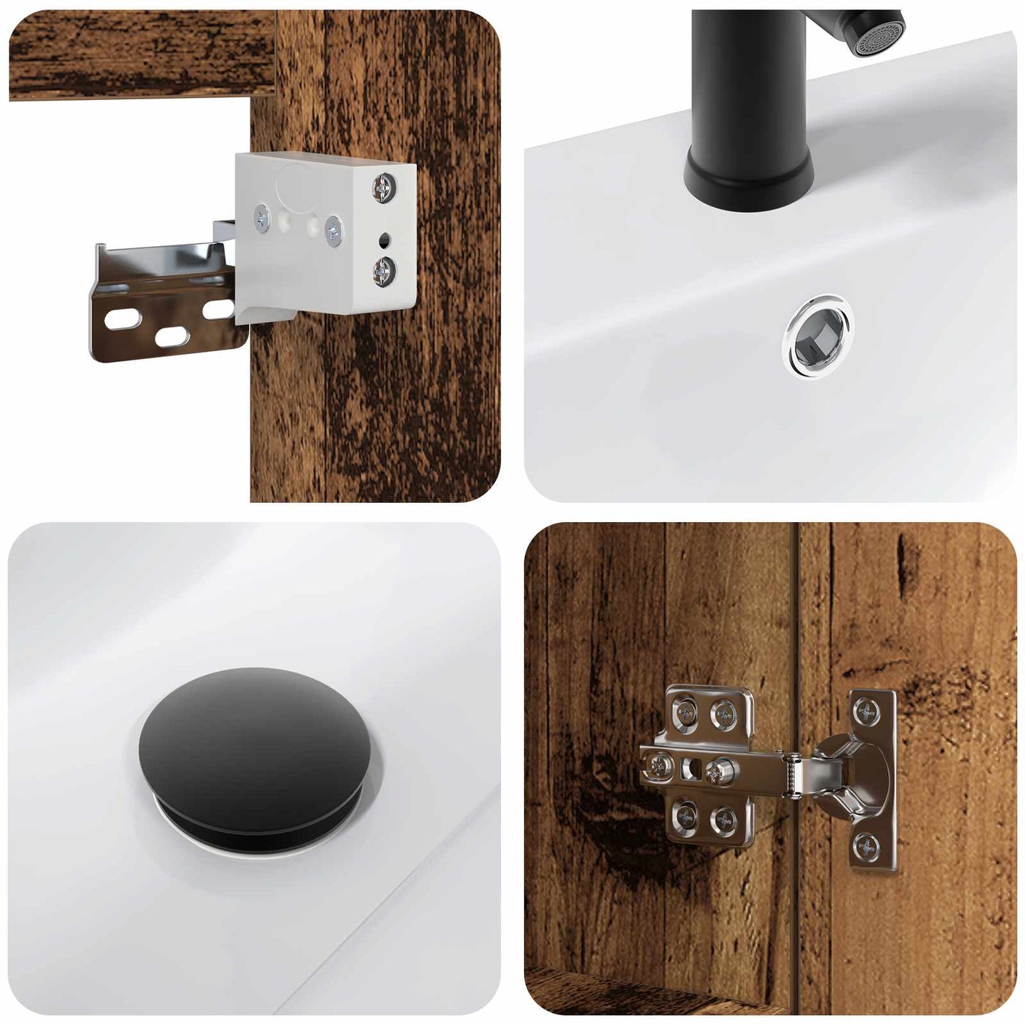 Badezimmer Waschtischunterschrank mit Wasserhahn Altholz