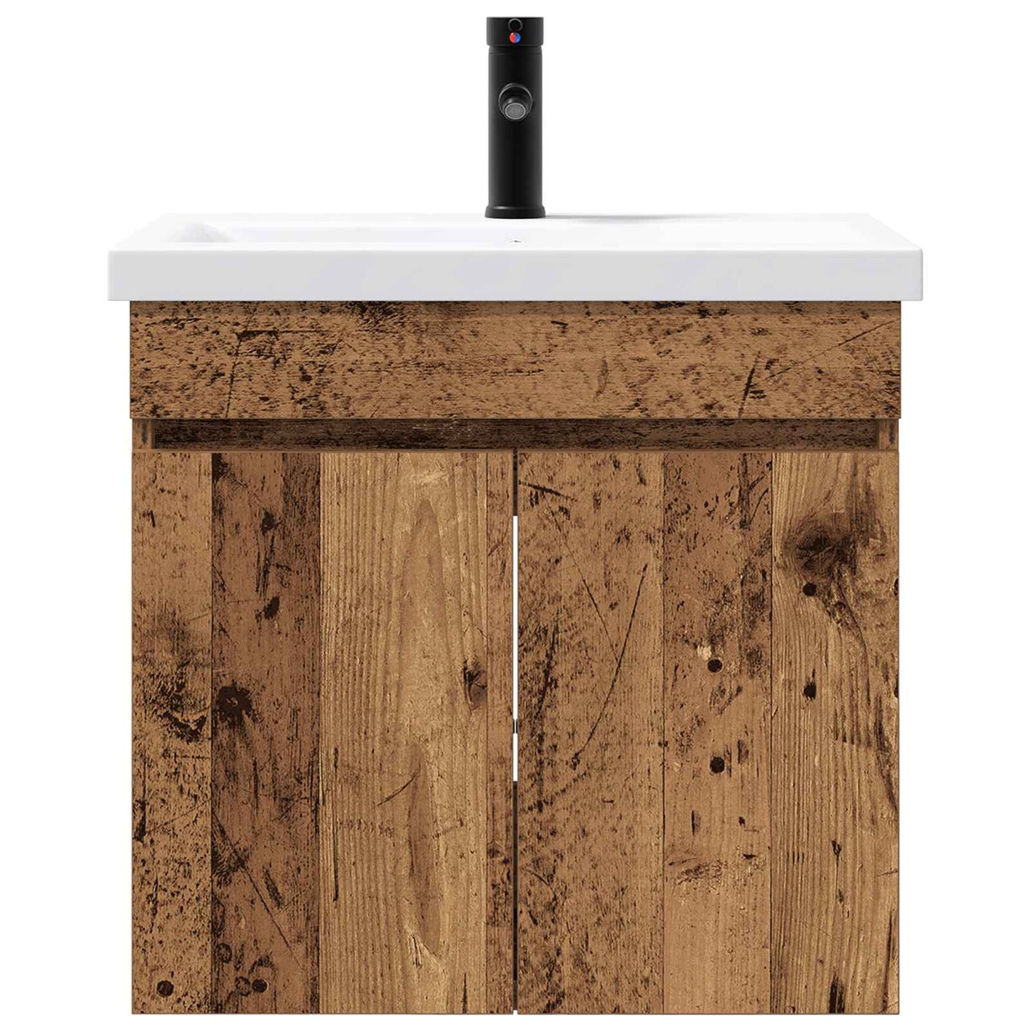 Badezimmer Waschtischunterschrank mit Wasserhahn Altholz