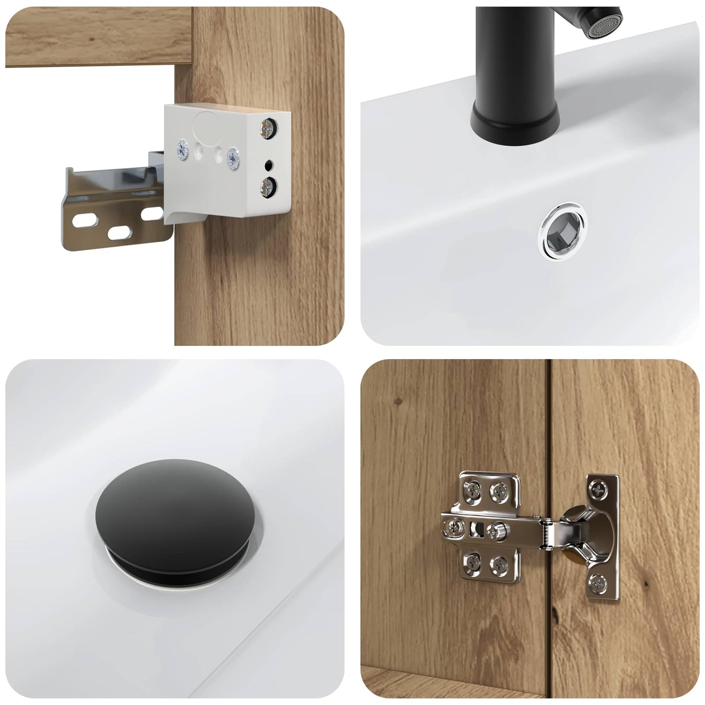 Badezimmer Waschtischunterschrank mit Wasserhahn Artisan-Eiche