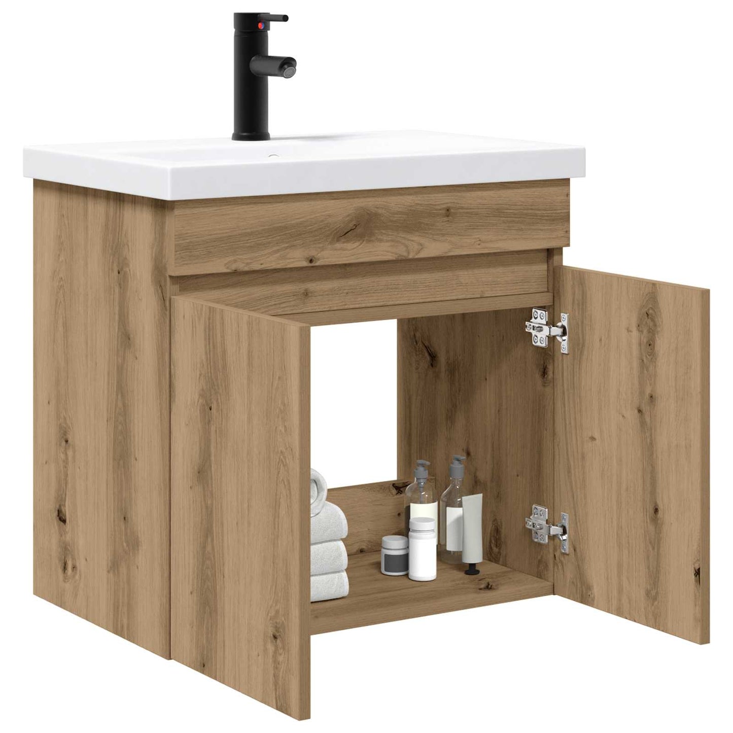 Badezimmer Waschtischunterschrank mit Wasserhahn Artisan-Eiche
