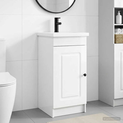Badezimmerschrank mit Waschbecken Hochglanz Weiß