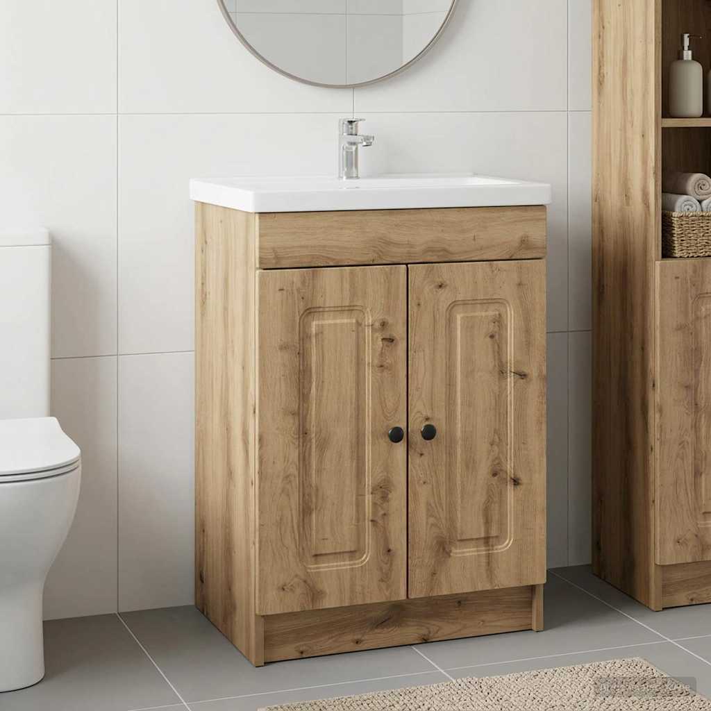 Unter dem Waschbecken Badschrank Artisan-Eiche