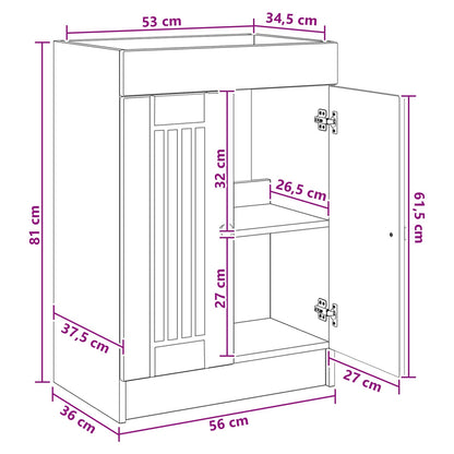 Waschbeckenunterschrank Sonoma-Eiche 56 x 37,5 x 81 cm