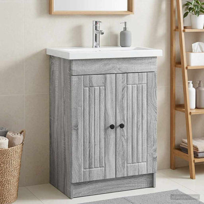 Waschbeckenunterschrank Sonoma-Grau 56 x 37,5 x 81 cm