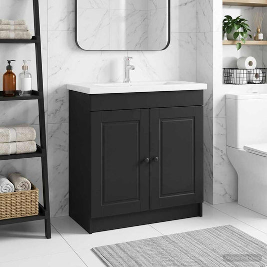 Unter dem Waschbecken Badschrank Schwarz 56 x 37,5 x 81 cm