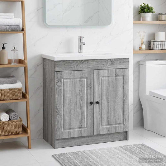 Unter dem Waschbecken Badschrank Grau Sonoma 56 x 37,5 x 81 cm