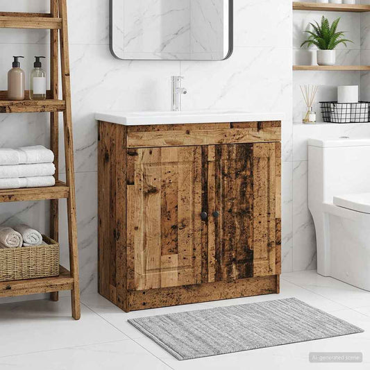 Unter dem Waschbecken Badschrank Altholz 56 x 37,5 x 81 cm