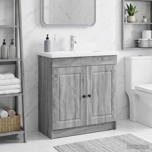 Unter dem Waschbecken Badschrank Grau Sonoma
