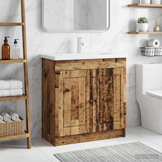 Unter dem Waschbecken Badschrank Altholz 78,5 x 37,5 x 81 cm