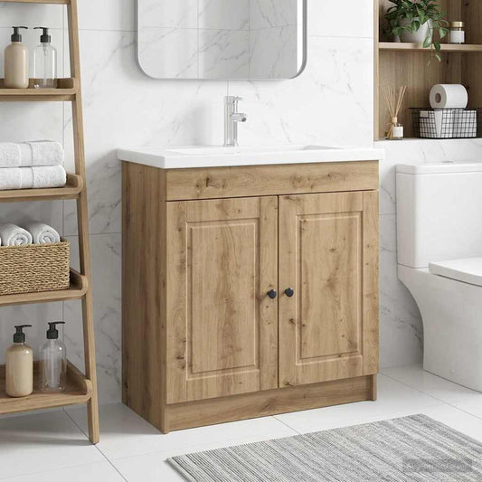 Unter dem Waschbecken Badschrank Artisan-Eiche