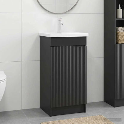 Badezimmerschrank mit Waschbecken Schwarz 42 x 40 x 84,5 cm