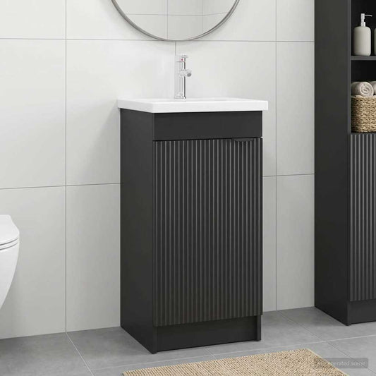 Badezimmerschrank mit Waschbecken Schwarz 42 x 40 x 84,5 cm