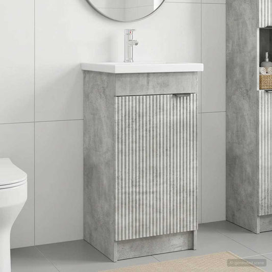 Badezimmerschrank mit Waschbecken Betongrau 42 x 40 x 84,5 cm