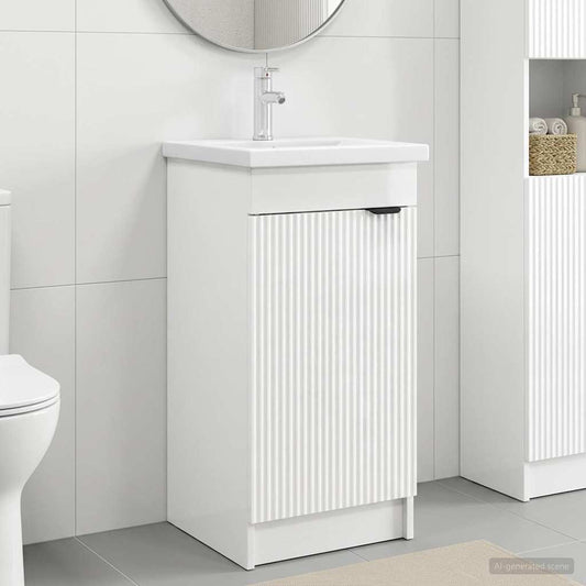 Badezimmerschrank mit Waschbecken Hochglanz Weiß