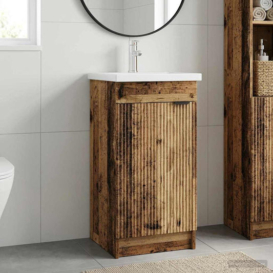Badezimmerschrank mit Waschbecken Altholz 42 x 40 x 84,5 cm