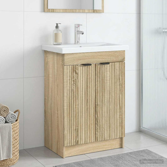 Unter dem Waschbecken Badschrank Sonoma-Eiche 56 x 37,5 x 81 cm