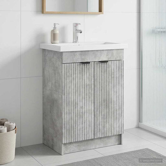 Unter dem Waschbecken Badschrank Betongrau 56 x 37,5 x 81 cm