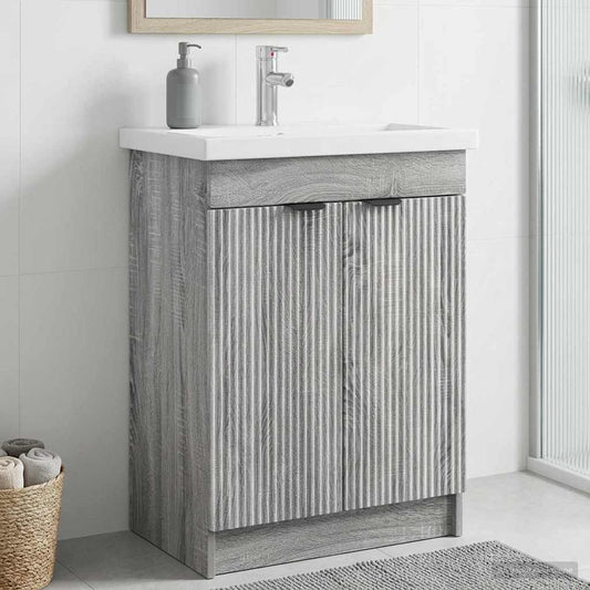 Unter dem Waschbecken Badschrank Sonoma-Grau 56 x 37,5 x 81 cm