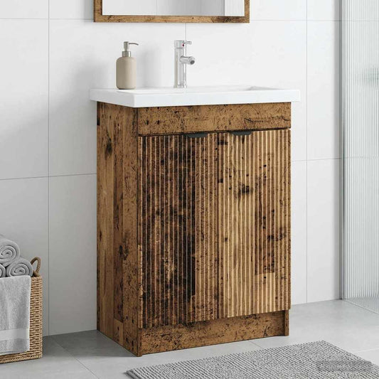 Unter dem Waschbecken Badschrank Altholz 56 x 37,5 x 81 cm