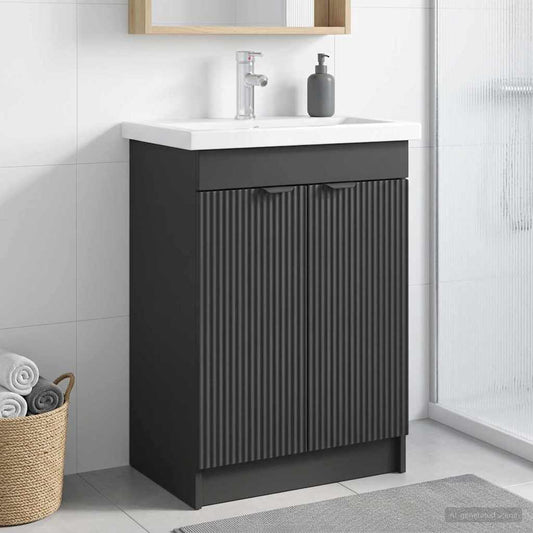 Unter dem Waschbecken Badschrank Schwarz 78,5 x 37,5 x 81 cm