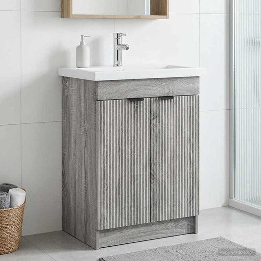 Unter dem Waschbecken Badschrank Sonoma-Grau