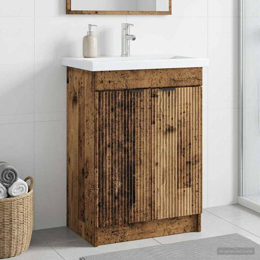 Unter dem Waschbecken Badschrank Altholz 78,5 x 37,5 x 81 cm