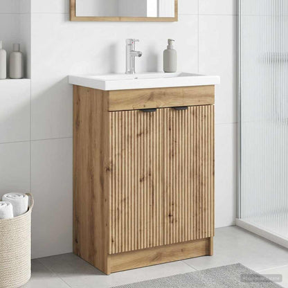 Unter dem Waschbecken Badschrank Artisan-Eiche