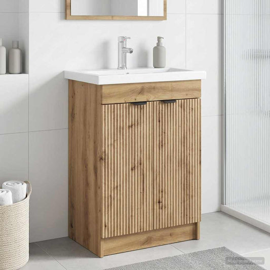 Unter dem Waschbecken Badschrank Artisan-Eiche