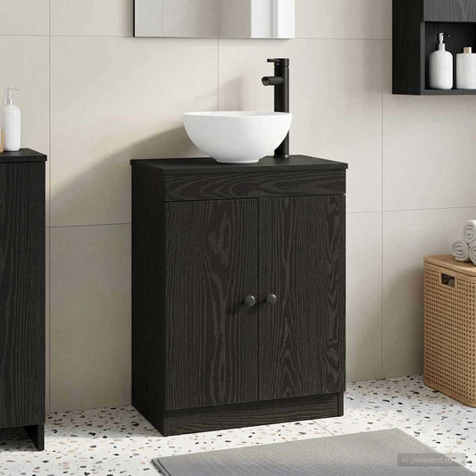 Badezimmerschrank mit Waschbecken Schwarz 54 x 35 x 83 cm