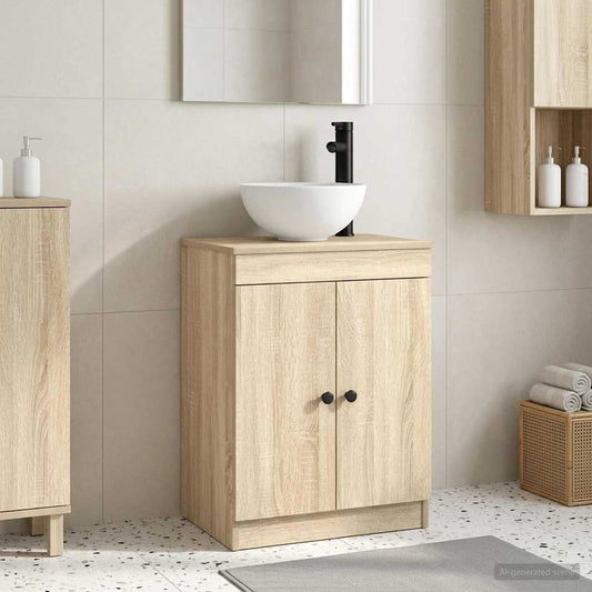 Badezimmerschrank mit Waschbecken Sonoma-Eiche 54 x 35 x 83 cm