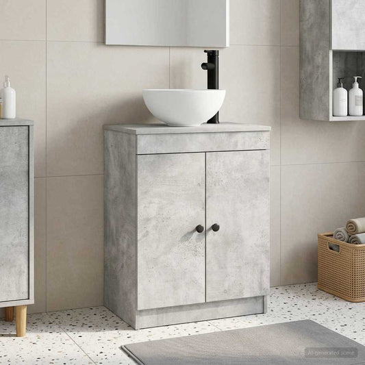 Badezimmerschrank mit Waschbecken Betongrau 54 x 35 x 83 cm