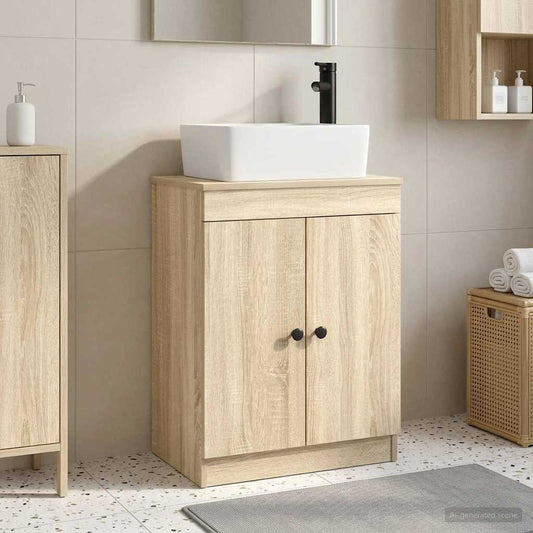 Badezimmerschrank mit Waschbecken Sonoma-Eiche 54 x 35 x 83 cm