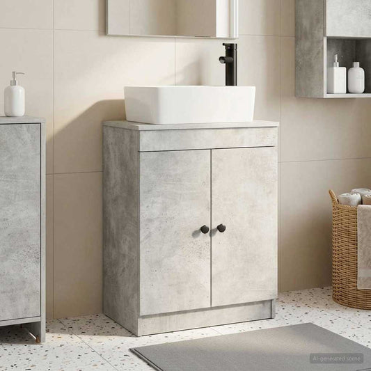 Badezimmerschrank mit Waschbecken Betongrau 54 x 35 x 83 cm